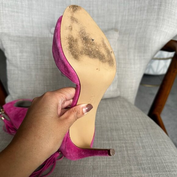 Botkier Anna High Heels Womens Sz 8.5 Ankle Strap Tassel Suede Party Going Out - Picture 11 of 11